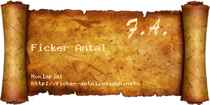 Ficker Antal névjegykártya